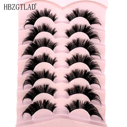 NEW 7Pairs Cat Eye Lashes Faux Mink Eyelashes Natural long Full Strip Lashes Winged End Eye Elongated Fake Lashes Soft Eyelashes