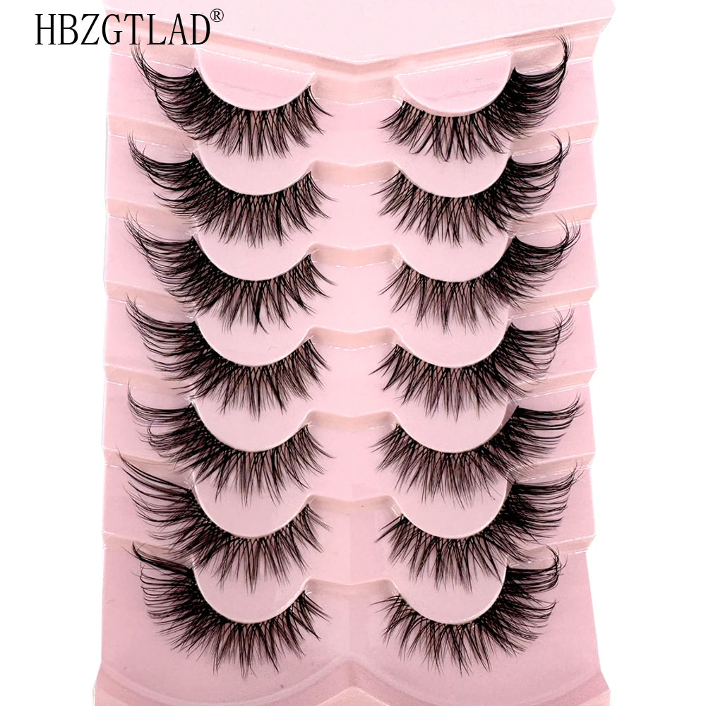 NEW 7Pairs Cat Eye Lashes Faux Mink Eyelashes Natural long Full Strip Lashes Winged End Eye Elongated Fake Lashes Soft Eyelashes