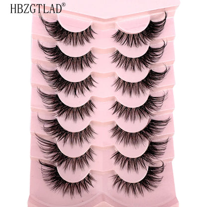 NEW 7Pairs Cat Eye Lashes Faux Mink Eyelashes Natural long Full Strip Lashes Winged End Eye Elongated Fake Lashes Soft Eyelashes