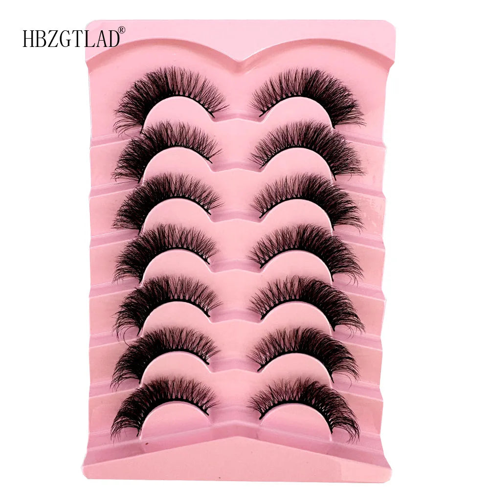 NEW 7Pairs Cat Eye Lashes Faux Mink Eyelashes Natural long Full Strip Lashes Winged End Eye Elongated Fake Lashes Soft Eyelashes