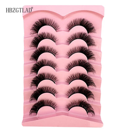 NEW 7Pairs Cat Eye Lashes Faux Mink Eyelashes Natural long Full Strip Lashes Winged End Eye Elongated Fake Lashes Soft Eyelashes
