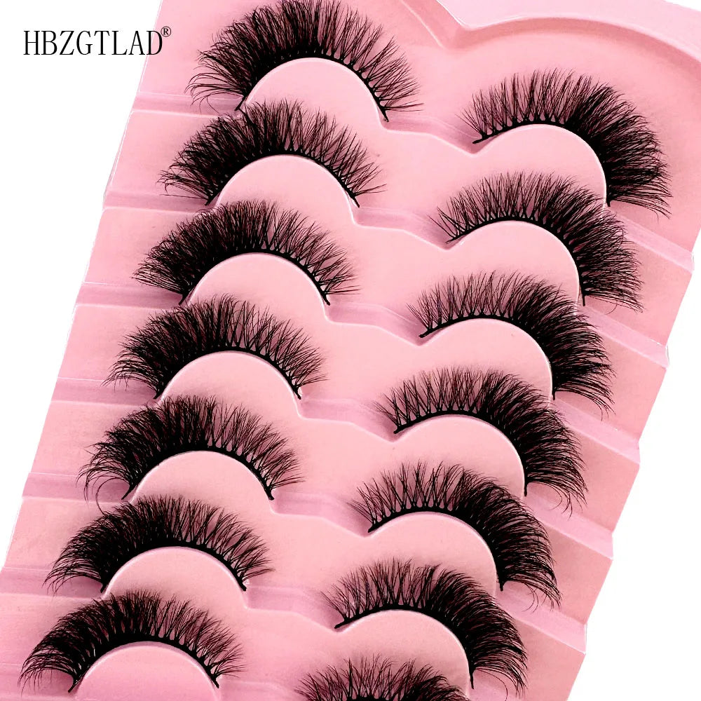 NEW 7Pairs Cat Eye Lashes Faux Mink Eyelashes Natural long Full Strip Lashes Winged End Eye Elongated Fake Lashes Soft Eyelashes