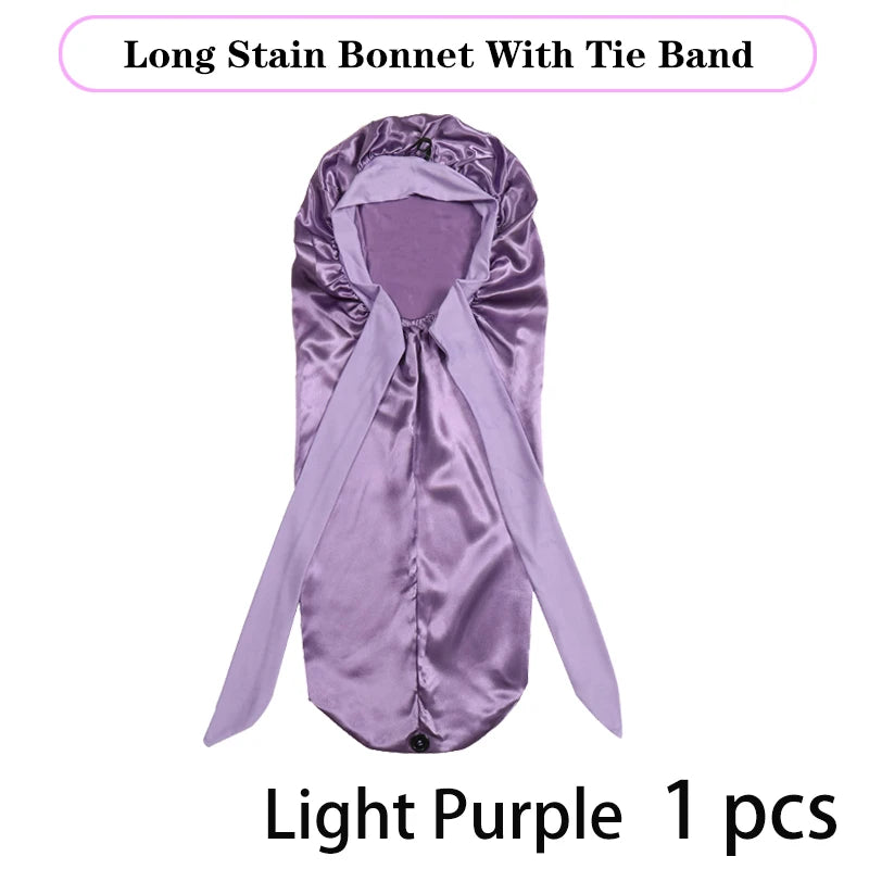 Leopard Print Satin Sleep Cap For Long Hair And Dreadlock Extra Large Silky Bonnet With Long Wide Tie For Women Sleeping Bonnet