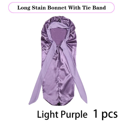 Leopard Print Satin Sleep Cap For Long Hair And Dreadlock Extra Large Silky Bonnet With Long Wide Tie For Women Sleeping Bonnet