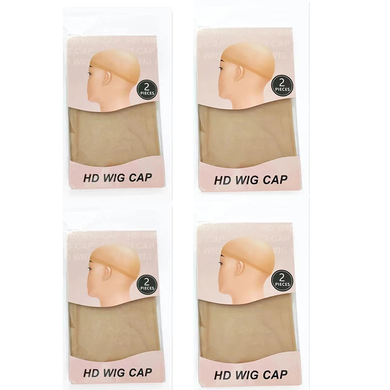 2/8/20Pcs HD Wig Caps High Quality Transparent HD Hair Nets Weave Nylon Stretchy Lace Front Wig Cap for Women Men Light Brown