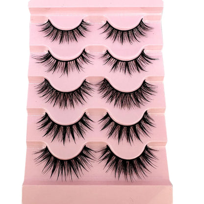NEW 5Pairs Cosplay Anime Eyelashes Makeup Women Manga Lashes Dramatic Fairy Clusters False Lashes Wet Look Fake Lashes