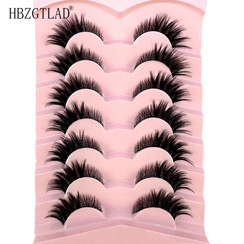 NEW 7Pairs Cat Eye Lashes Faux Mink Eyelashes Natural long Full Strip Lashes Winged End Eye Elongated Fake Lashes Soft Eyelashes