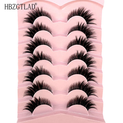 NEW 7Pairs Cat Eye Lashes Faux Mink Eyelashes Natural long Full Strip Lashes Winged End Eye Elongated Fake Lashes Soft Eyelashes