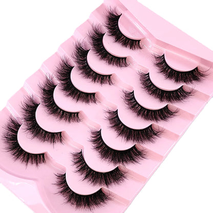 New 7 Pairs Mink Lashes Natural Look False Eyelashes Wispy Cat Eye Lashes Fluffy 3D Mink Lashes Natural Fake Lashes Strip Lashes