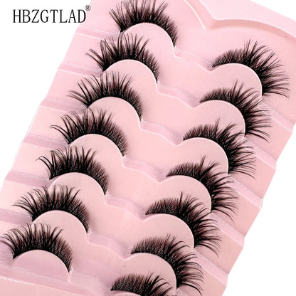 NEW 7Pairs Cat Eye Lashes Faux Mink Eyelashes Natural long Full Strip Lashes Winged End Eye Elongated Fake Lashes Soft Eyelashes