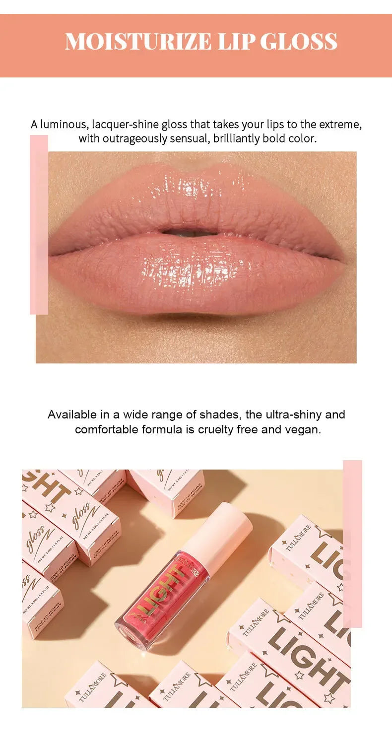 12-Color Lip Gloss Waterproof Long-lasting Moisturizing Lipstick Mirror Nude Lip Gloss Plain Lip Gloss Oil