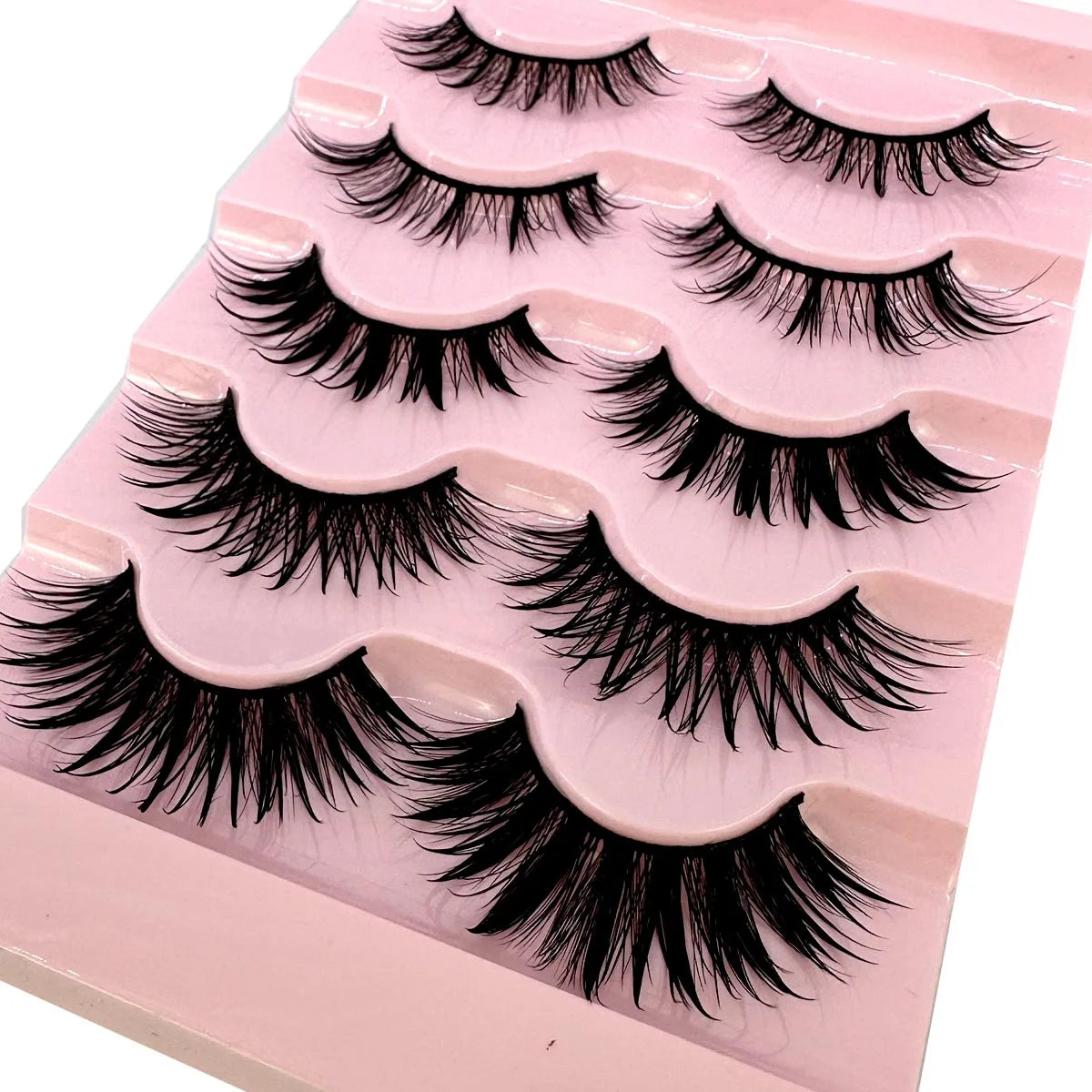 NEW 5Pairs Cosplay Anime Eyelashes Makeup Women Manga Lashes Dramatic Fairy Clusters False Lashes Wet Look Fake Lashes