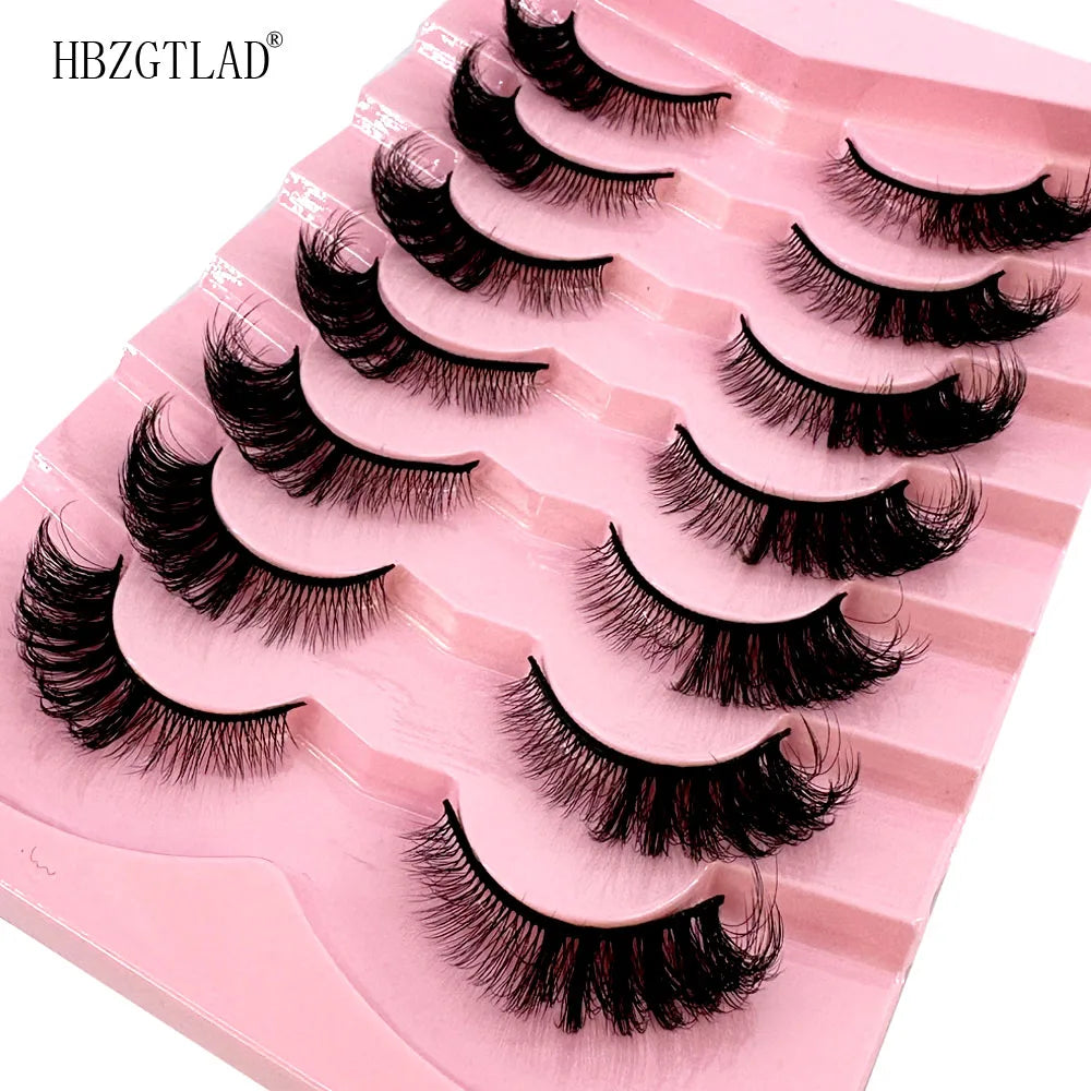 NEW 7Pairs Cat Eye Lashes Faux Mink Eyelashes Natural long Full Strip Lashes Winged End Eye Elongated Fake Lashes Soft Eyelashes