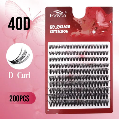 Fadvan DIY Cluster Lashes Mixed Tray Individual Lashes Volume Eye Lashes Soft Natural Lashes Mink Lash Cluster False Eyelashes