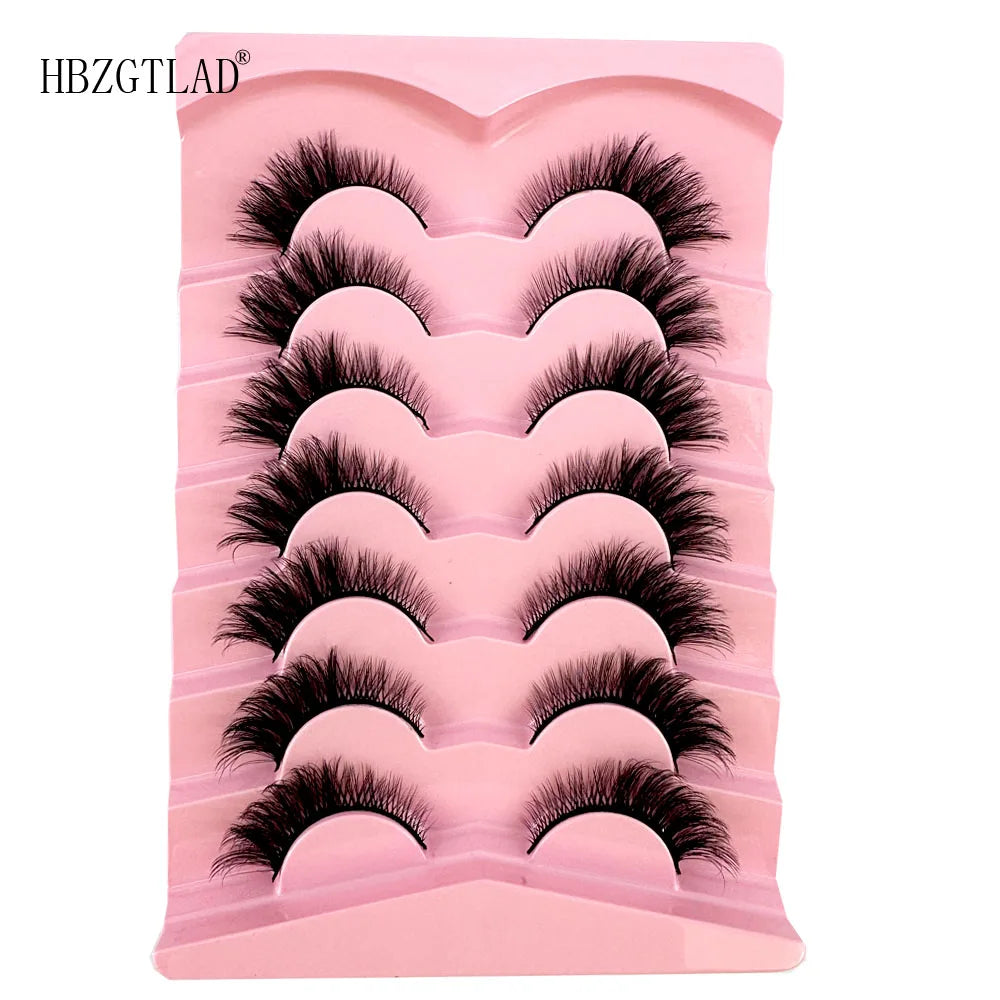 NEW 7Pairs Cat Eye Lashes Faux Mink Eyelashes Natural long Full Strip Lashes Winged End Eye Elongated Fake Lashes Soft Eyelashes