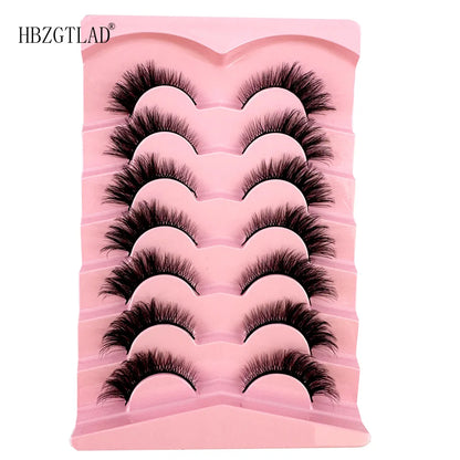 NEW 7Pairs Cat Eye Lashes Faux Mink Eyelashes Natural long Full Strip Lashes Winged End Eye Elongated Fake Lashes Soft Eyelashes
