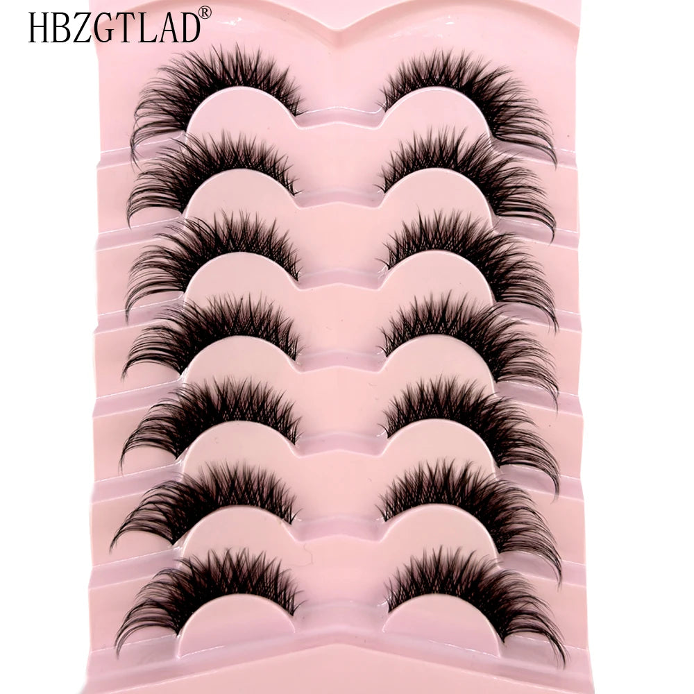 NEW 7Pairs Cat Eye Lashes Faux Mink Eyelashes Natural long Full Strip Lashes Winged End Eye Elongated Fake Lashes Soft Eyelashes