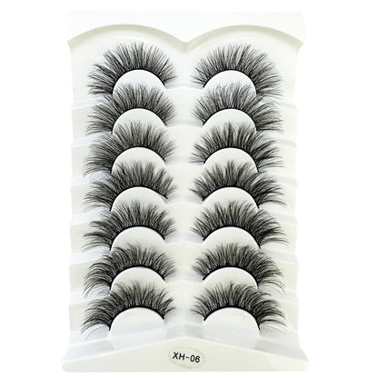 NEW 7Pairs Cat Eye Lashes Faux Mink Eyelashes Natural long Full Strip Lashes Winged End Eye Elongated Fake Lashes Soft Eyelashes