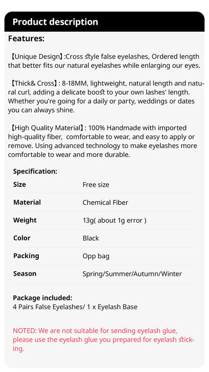 4 Pairs of Thick Comic Eyelashes