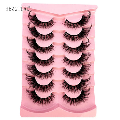 NEW 7Pairs Cat Eye Lashes Faux Mink Eyelashes Natural long Full Strip Lashes Winged End Eye Elongated Fake Lashes Soft Eyelashes
