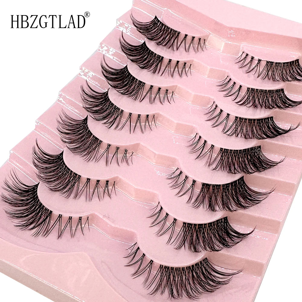 NEW 7Pairs Cat Eye Lashes Faux Mink Eyelashes Natural long Full Strip Lashes Winged End Eye Elongated Fake Lashes Soft Eyelashes