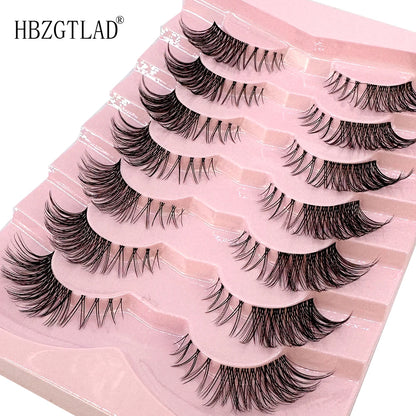 NEW 7Pairs Cat Eye Lashes Faux Mink Eyelashes Natural long Full Strip Lashes Winged End Eye Elongated Fake Lashes Soft Eyelashes