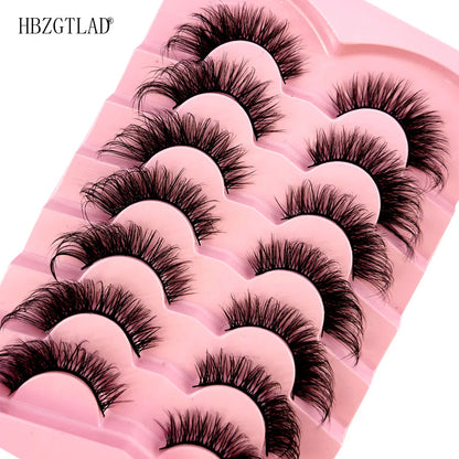 NEW 7Pairs Cat Eye Lashes Faux Mink Eyelashes Natural long Full Strip Lashes Winged End Eye Elongated Fake Lashes Soft Eyelashes