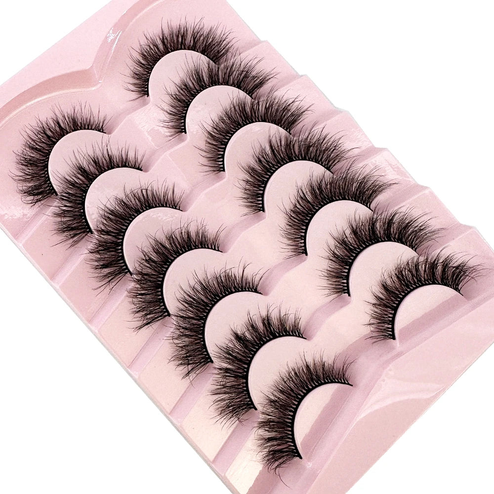 Mink Lashes Natural Look False Eyelashes Wispy Cat Eye Lashes Fluffy 3D Mink Lashes Natural Fake Lashes Strip Lashes Pack 7Pairs