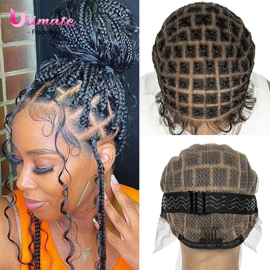 Lace Crochet Wig Cap Braided Wig Cap for Black Women Lace Front Pre Knot Full Lace Cap HD Full Lace Crotchet Cap with Baby Hair