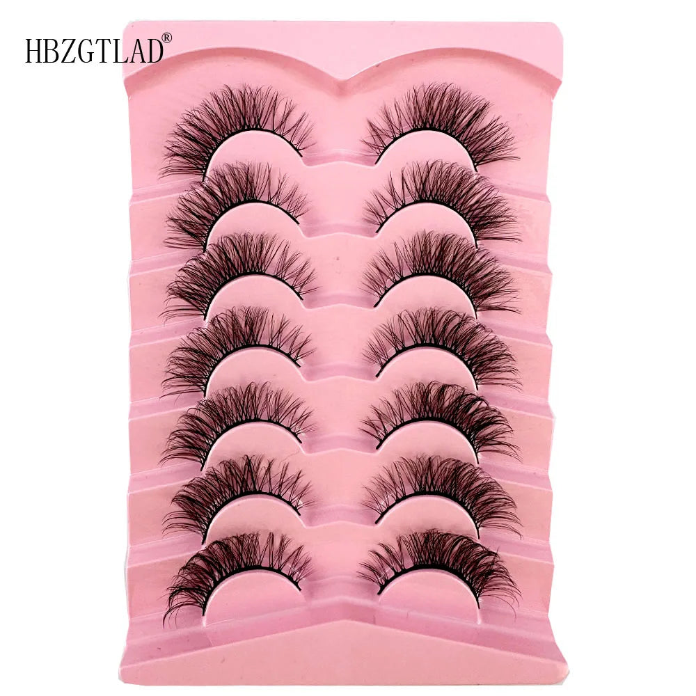 NEW 7Pairs Cat Eye Lashes Faux Mink Eyelashes Natural long Full Strip Lashes Winged End Eye Elongated Fake Lashes Soft Eyelashes