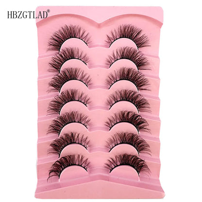 NEW 7Pairs Cat Eye Lashes Faux Mink Eyelashes Natural long Full Strip Lashes Winged End Eye Elongated Fake Lashes Soft Eyelashes
