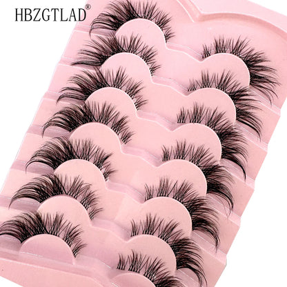 NEW 7Pairs Cat Eye Lashes Faux Mink Eyelashes Natural long Full Strip Lashes Winged End Eye Elongated Fake Lashes Soft Eyelashes