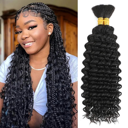 Human Braiding Hair Deep Wave Bulk for Braiding