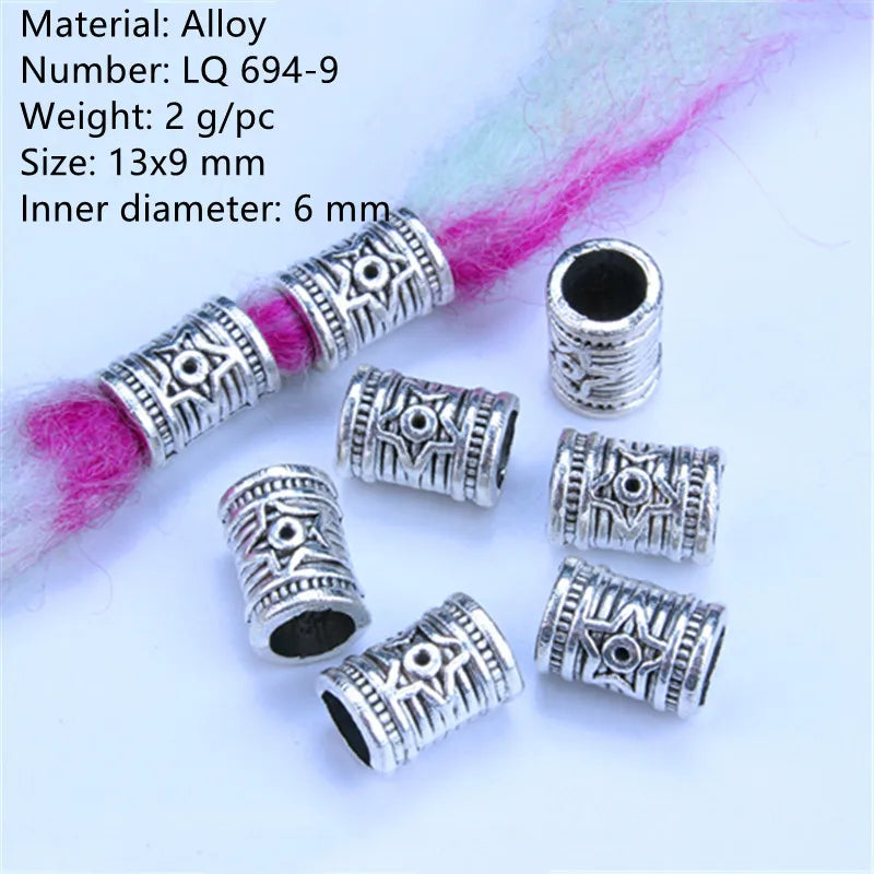 5Pcs/bag Metal Hair Braid Rings Dreadlock Beads Cuffs Tubes 3D Charms Dreadlock Dread Hair Braids Jewelry Decoration Accessories