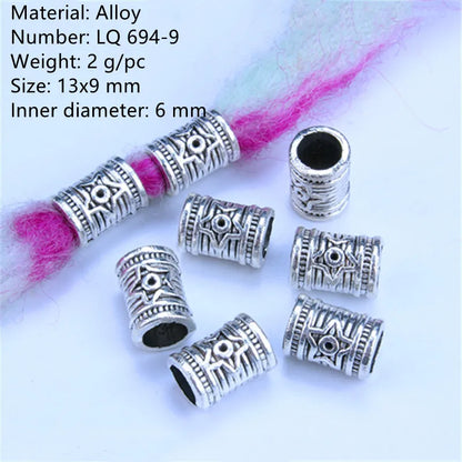 5Pcs/bag Metal Hair Braid Rings Dreadlock Beads Cuffs Tubes 3D Charms Dreadlock Dread Hair Braids Jewelry Decoration Accessories