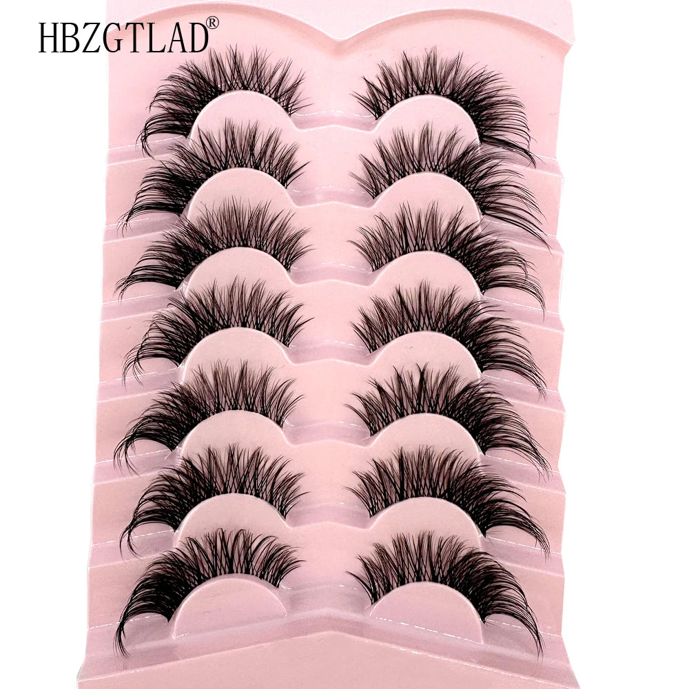 NEW 7Pairs Cat Eye Lashes Faux Mink Eyelashes Natural long Full Strip Lashes Winged End Eye Elongated Fake Lashes Soft Eyelashes