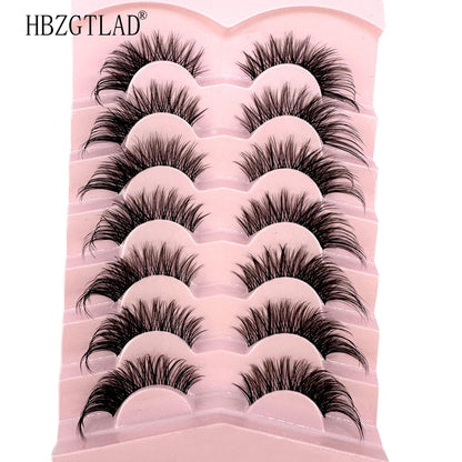 NEW 7Pairs Cat Eye Lashes Faux Mink Eyelashes Natural long Full Strip Lashes Winged End Eye Elongated Fake Lashes Soft Eyelashes