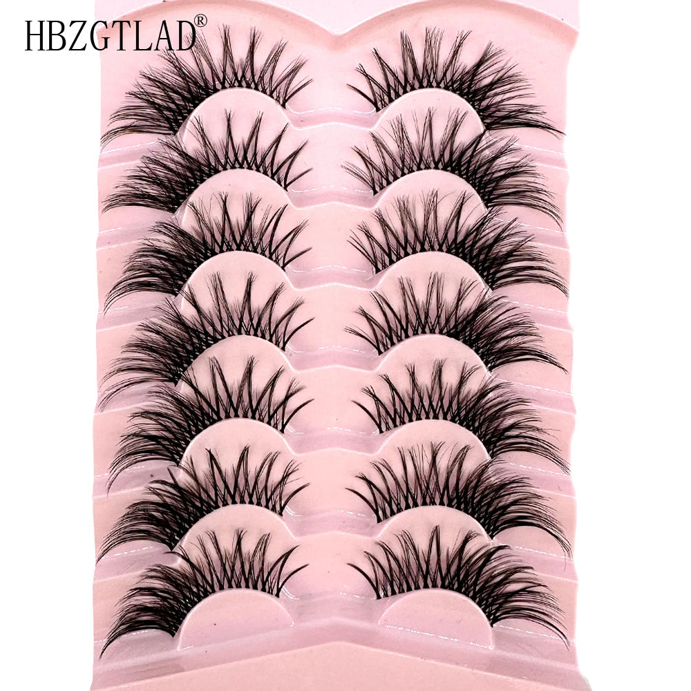 NEW 7Pairs Cat Eye Lashes Faux Mink Eyelashes Natural long Full Strip Lashes Winged End Eye Elongated Fake Lashes Soft Eyelashes