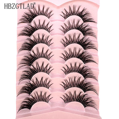 NEW 7Pairs Cat Eye Lashes Faux Mink Eyelashes Natural long Full Strip Lashes Winged End Eye Elongated Fake Lashes Soft Eyelashes
