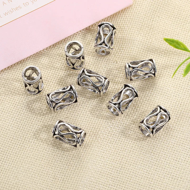 5Pcs/bag Metal Hair Braid Rings Dreadlock Beads Cuffs Tubes 3D Charms Dreadlock Dread Hair Braids Jewelry Decoration Accessories