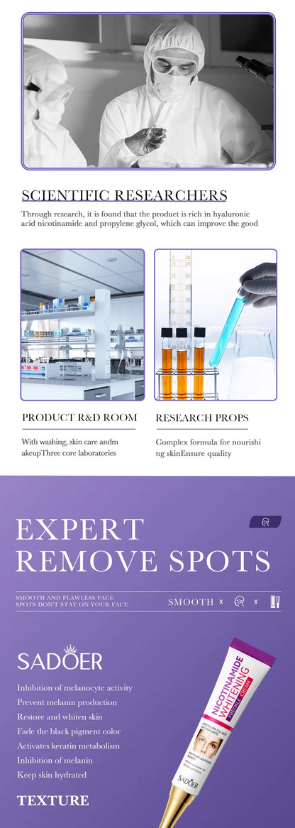 1/2/3pcs SADOER Freckle Removing Nicotinamide Face Cream for Faical Moisturizing Nourishing Hydrating Firming Facial Creams