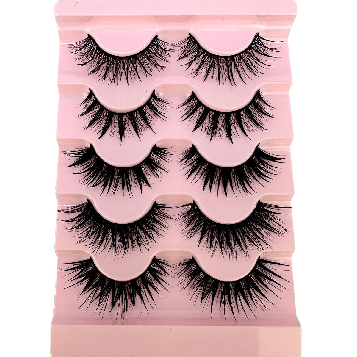 NEW 5Pairs Cosplay Anime Eyelashes Makeup Women Manga Lashes Dramatic Fairy Clusters False Lashes Wet Look Fake Lashes
