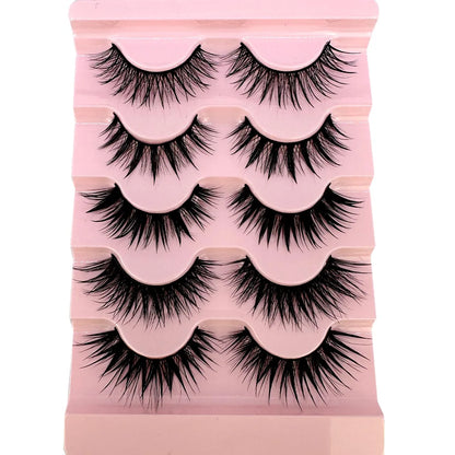 NEW 5Pairs Cosplay Anime Eyelashes Makeup Women Manga Lashes Dramatic Fairy Clusters False Lashes Wet Look Fake Lashes