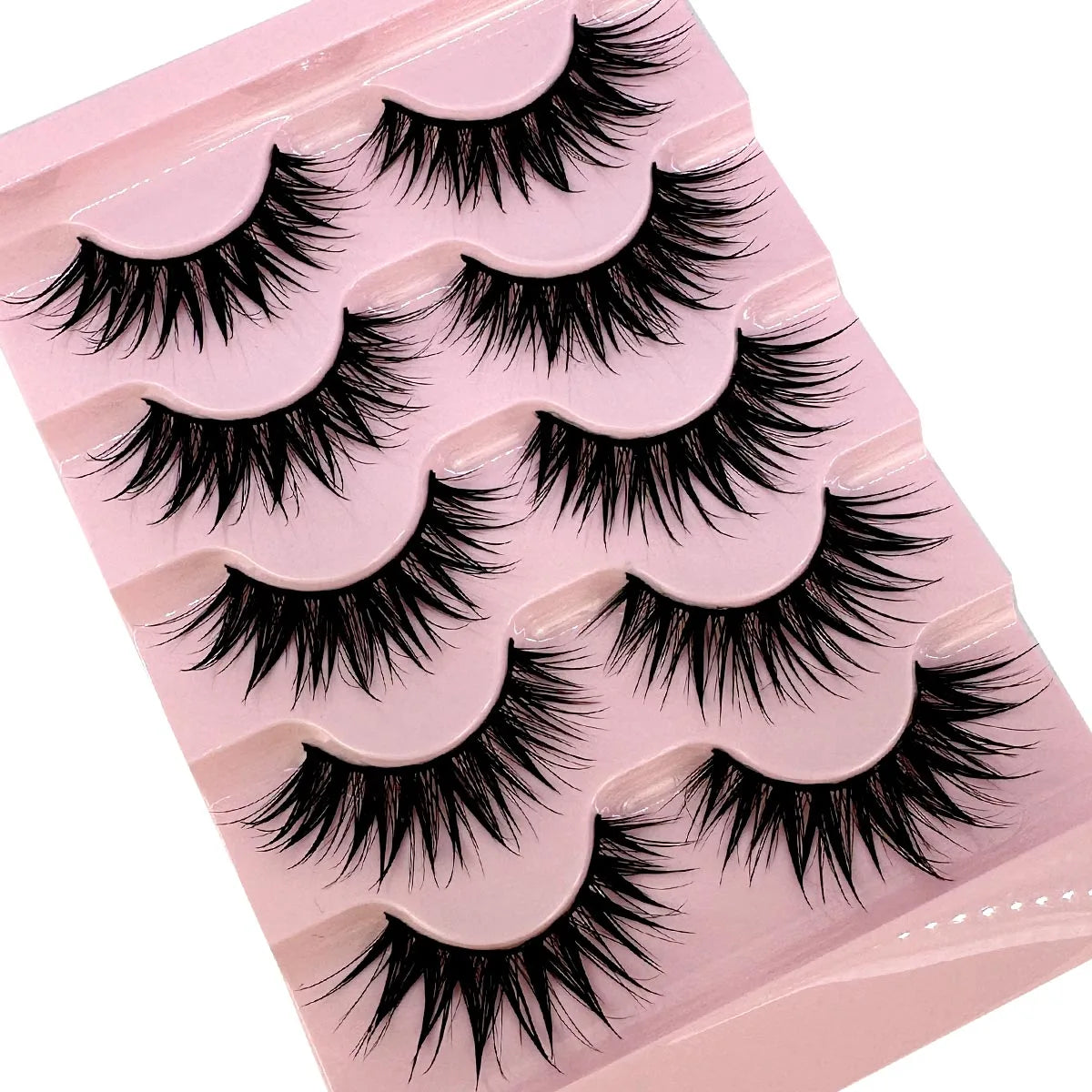 NEW 5Pairs Cosplay Anime Eyelashes Makeup Women Manga Lashes Dramatic Fairy Clusters False Lashes Wet Look Fake Lashes