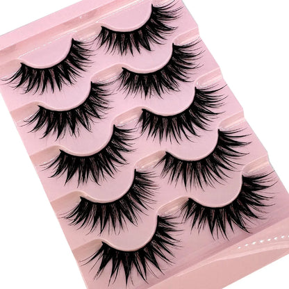 NEW 5Pairs Cosplay Anime Eyelashes Makeup Women Manga Lashes Dramatic Fairy Clusters False Lashes Wet Look Fake Lashes