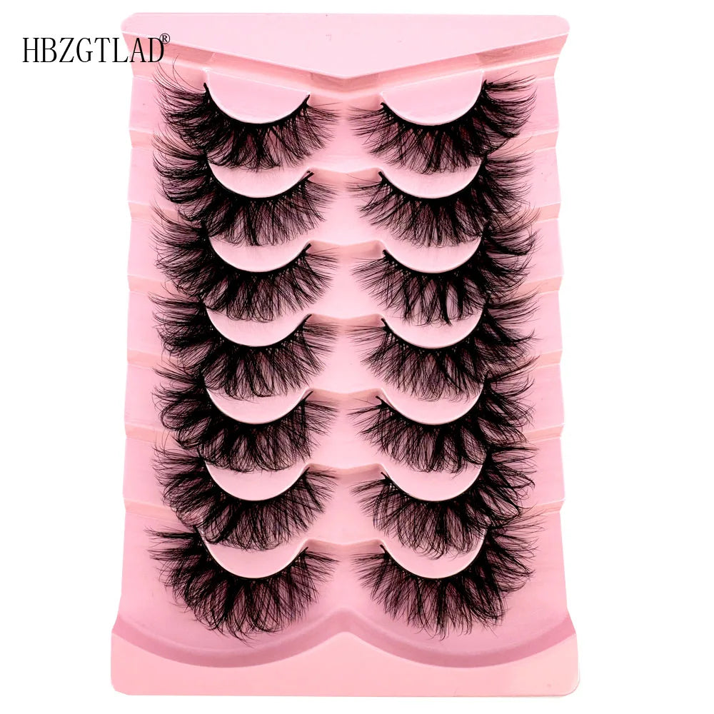 NEW 7Pairs Cat Eye Lashes Faux Mink Eyelashes Natural long Full Strip Lashes Winged End Eye Elongated Fake Lashes Soft Eyelashes