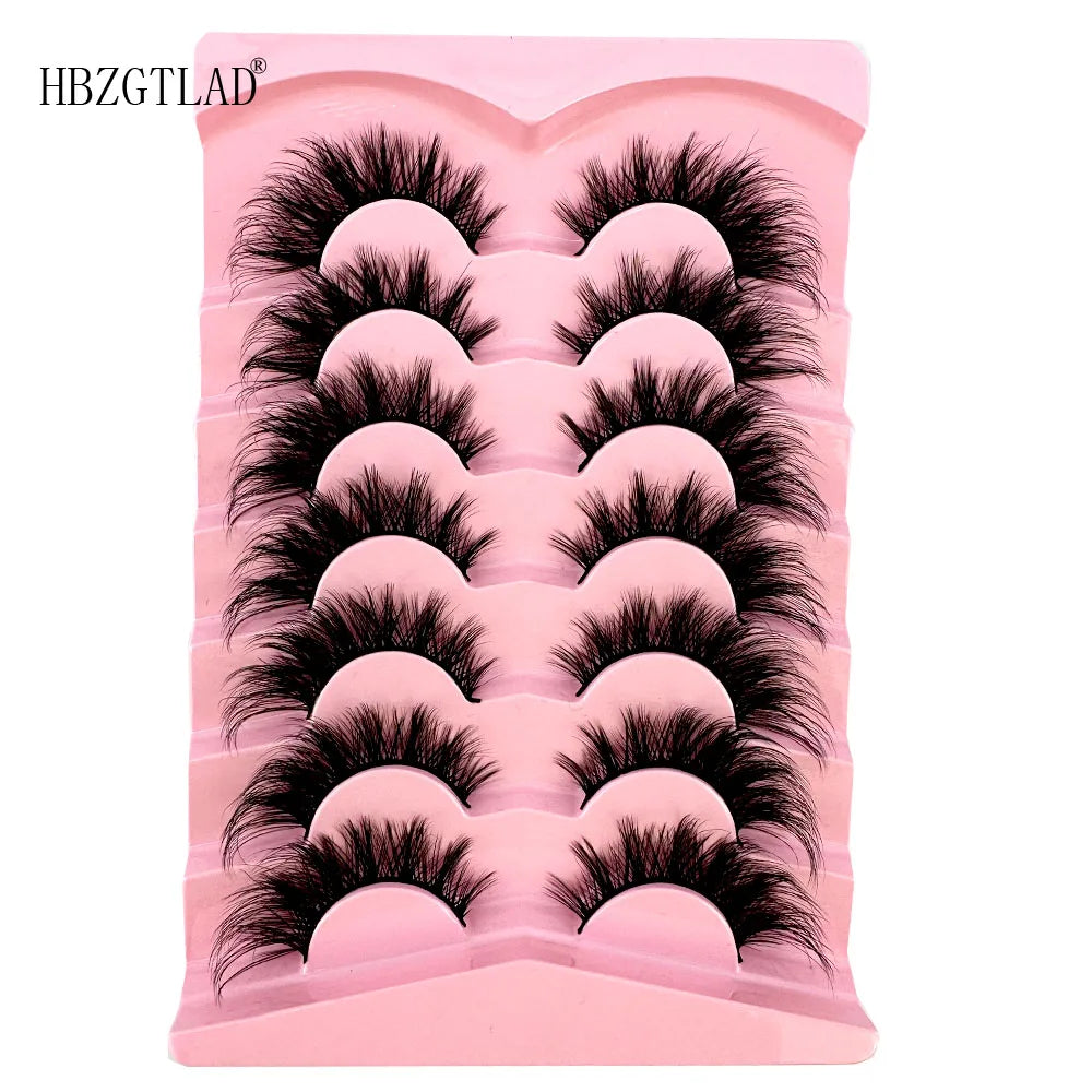 NEW 7Pairs Cat Eye Lashes Faux Mink Eyelashes Natural long Full Strip Lashes Winged End Eye Elongated Fake Lashes Soft Eyelashes