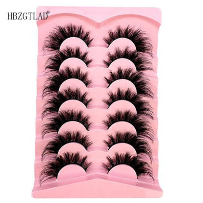NEW 7Pairs Cat Eye Lashes Faux Mink Eyelashes Natural long Full Strip Lashes Winged End Eye Elongated Fake Lashes Soft Eyelashes