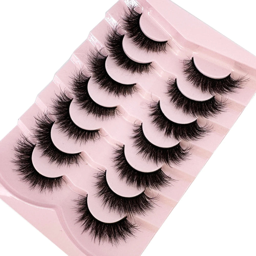 Mink Lashes Natural Look False Eyelashes Wispy Cat Eye Lashes Fluffy 3D Mink Lashes Natural Fake Lashes Strip Lashes Pack 7Pairs
