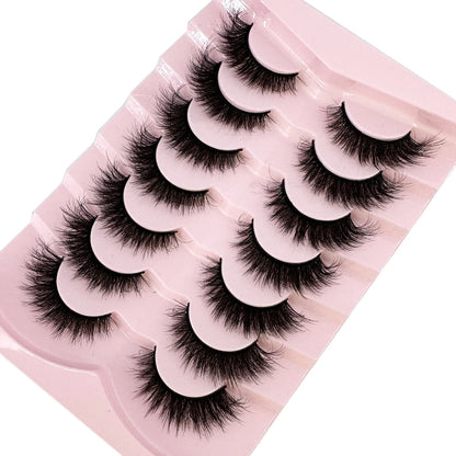 Mink Lashes Natural Look False Eyelashes Wispy Cat Eye Lashes Fluffy 3D Mink Lashes Natural Fake Lashes Strip Lashes Pack 7Pairs